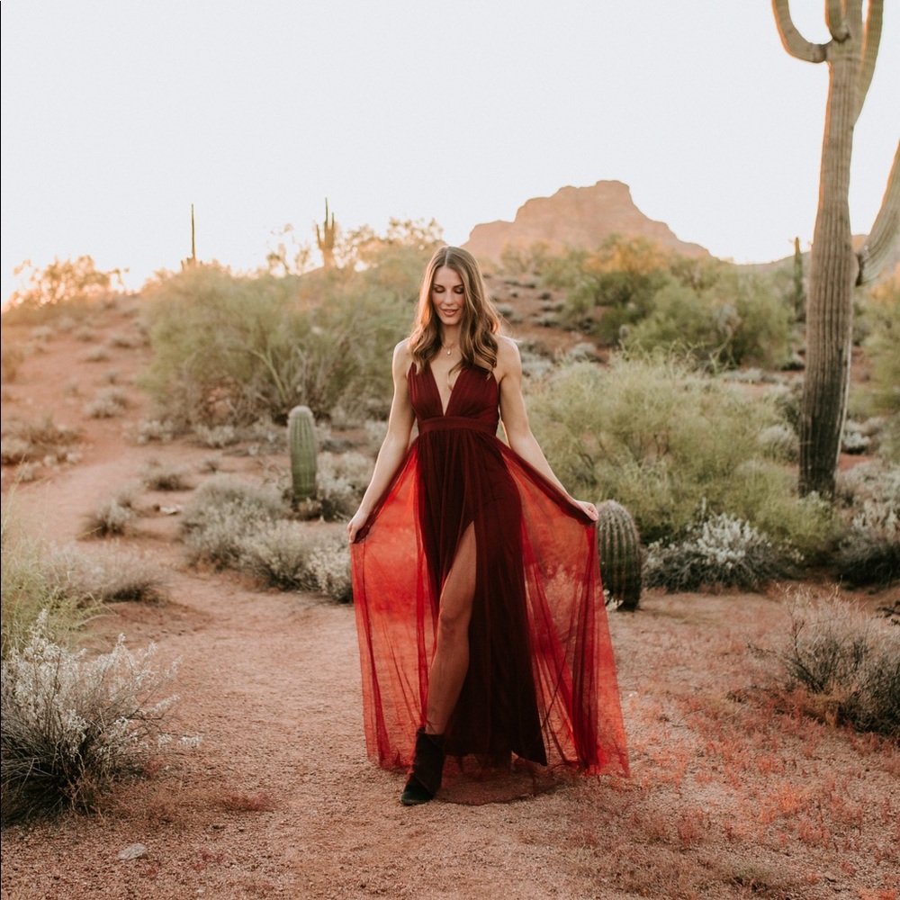 NWT VICI petal dust maxi dress - wine
